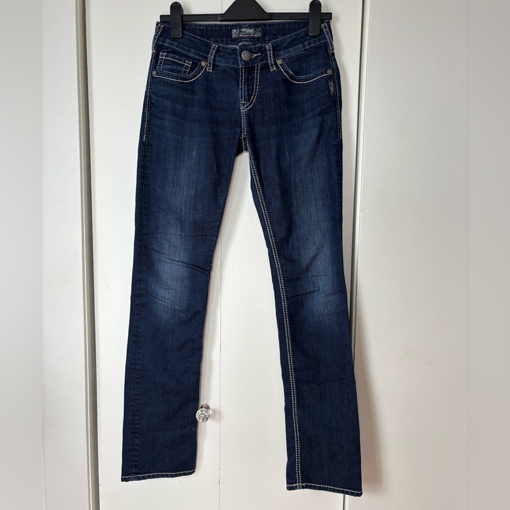 Y2K Silver Jeans Dark Blue low rise Straight Leg Jeans